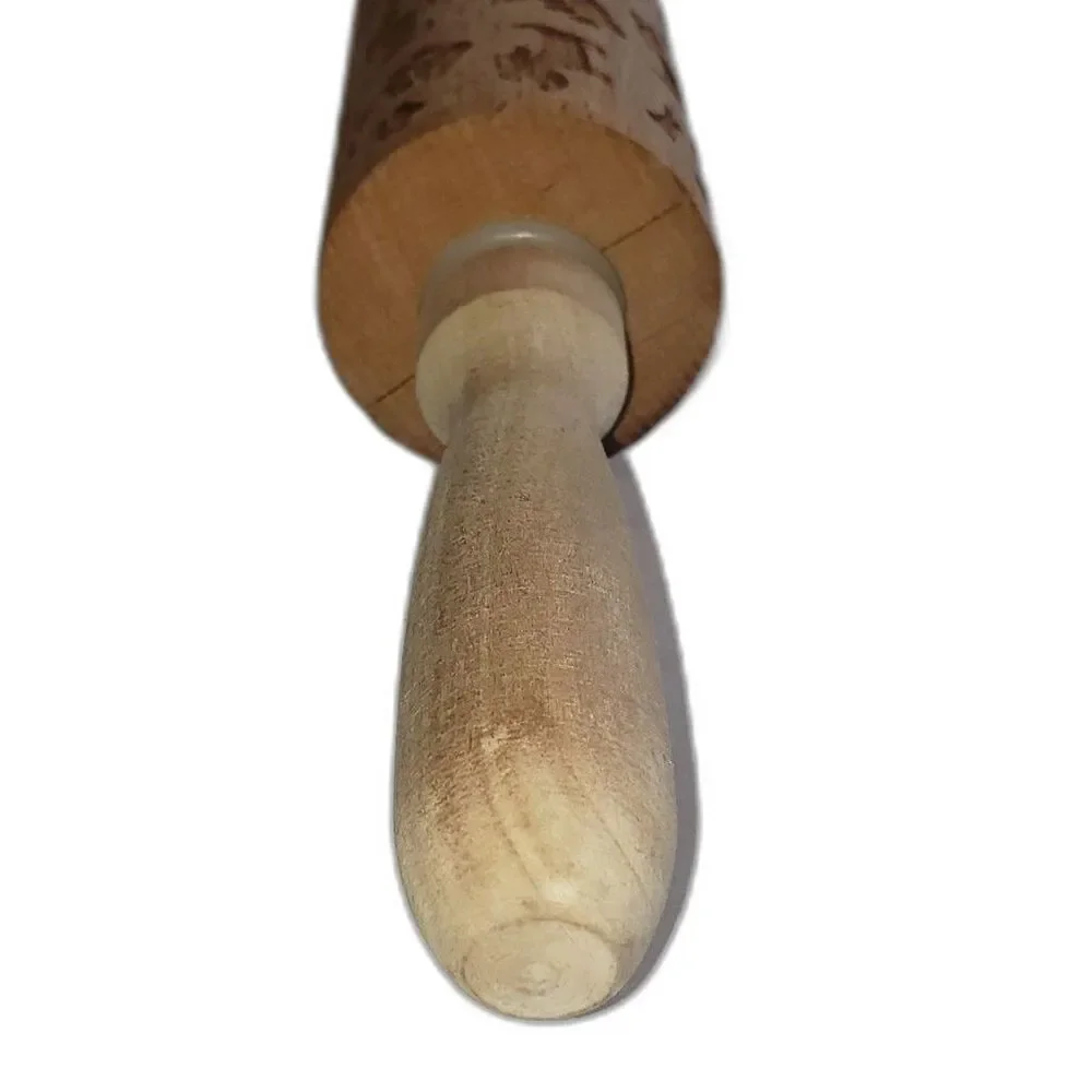 Wooden Rolling Pin Embossed with Dogs and Animal Paw Prints